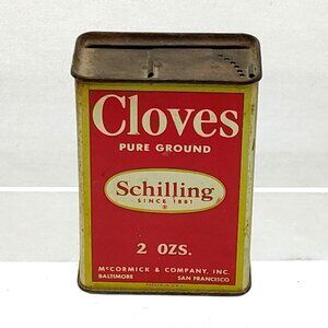 Schilling & Co Cloves Spice Tin 2 Oz 1930s Retro Kitchen Décor Collectible VTG